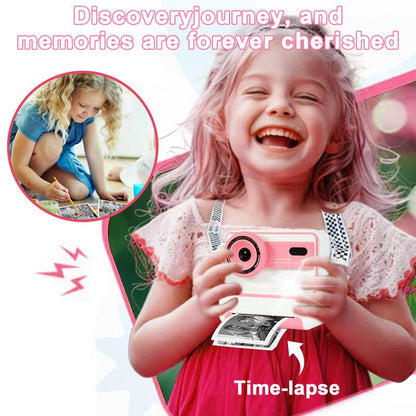 New Kids Camera Instant Print, 1080P HD Kids Selfie Digital Camera , Printing Paper, Color Pens, 2.4'' Screen Kids Digital Camera（Blue）