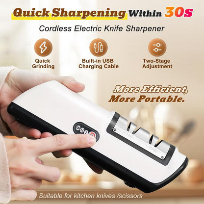 Electric Knife Sharpener Metal Knife Sharpener USB Rechargeable Household Knife Sharpener for Kitchen Kitchen Gadgets Home Essentials Kitchen Accessories Kitchenware Kitchen Items Sharpening Tool Gifts for Mums