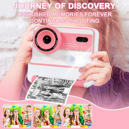 New Kids Camera Instant Print, 1080P HD Kids Selfie Digital Camera , Printing Paper, Color Pens, 2.4'' Screen Kids Digital Camera（Blue）