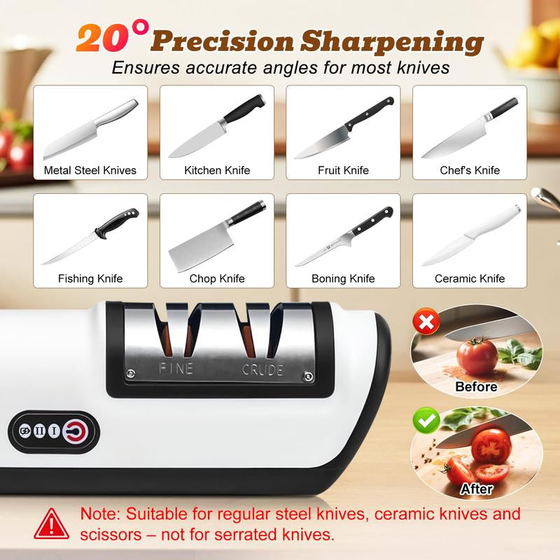 Electric Knife Sharpener Metal Knife Sharpener USB Rechargeable Household Knife Sharpener for Kitchen Kitchen Gadgets Home Essentials Kitchen Accessories Kitchenware Kitchen Items Sharpening Tool Gifts for Mums