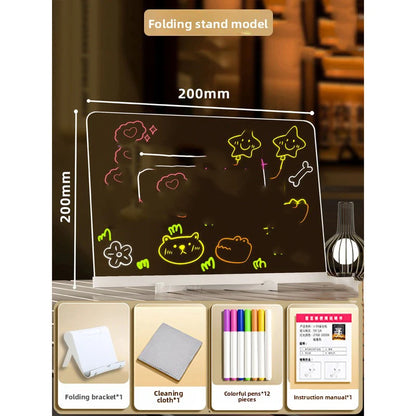 LED Note Board with 12 Pens Colorful DIY Night Light up Acrylic Message Board Rewritable Glowing Drawing Message Lamp Kids Gift