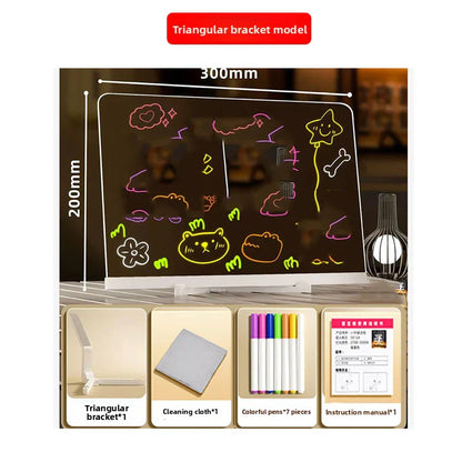 LED Note Board with 12 Pens Colorful DIY Night Light up Acrylic Message Board Rewritable Glowing Drawing Message Lamp Kids Gift