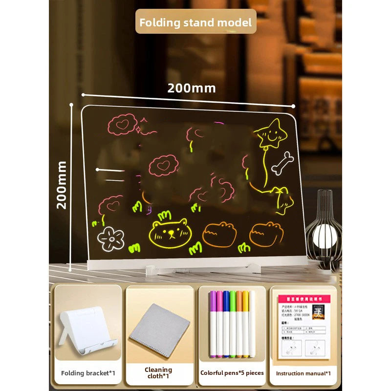 LED Note Board with 12 Pens Colorful DIY Night Light up Acrylic Message Board Rewritable Glowing Drawing Message Lamp Kids Gift