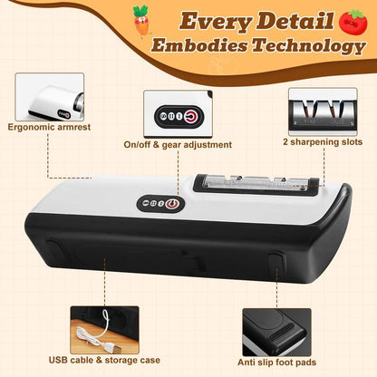 Electric Knife Sharpener Metal Knife Sharpener USB Rechargeable Household Knife Sharpener for Kitchen Kitchen Gadgets Home Essentials Kitchen Accessories Kitchenware Kitchen Items Sharpening Tool Gifts for Mums