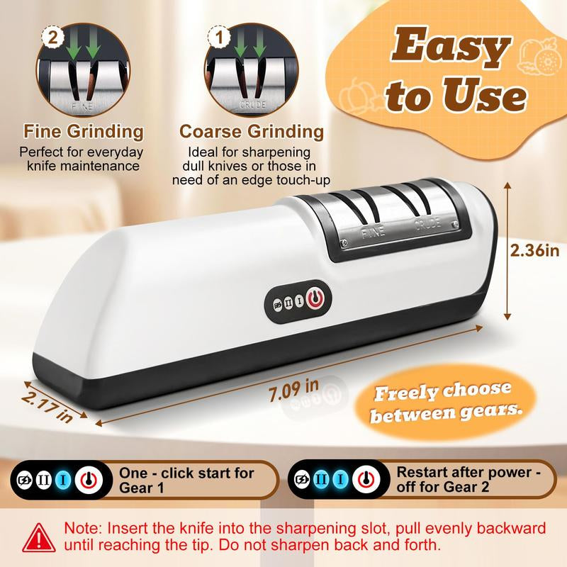 Electric Knife Sharpener Metal Knife Sharpener USB Rechargeable Household Knife Sharpener for Kitchen Kitchen Gadgets Home Essentials Kitchen Accessories Kitchenware Kitchen Items Sharpening Tool Gifts for Mums